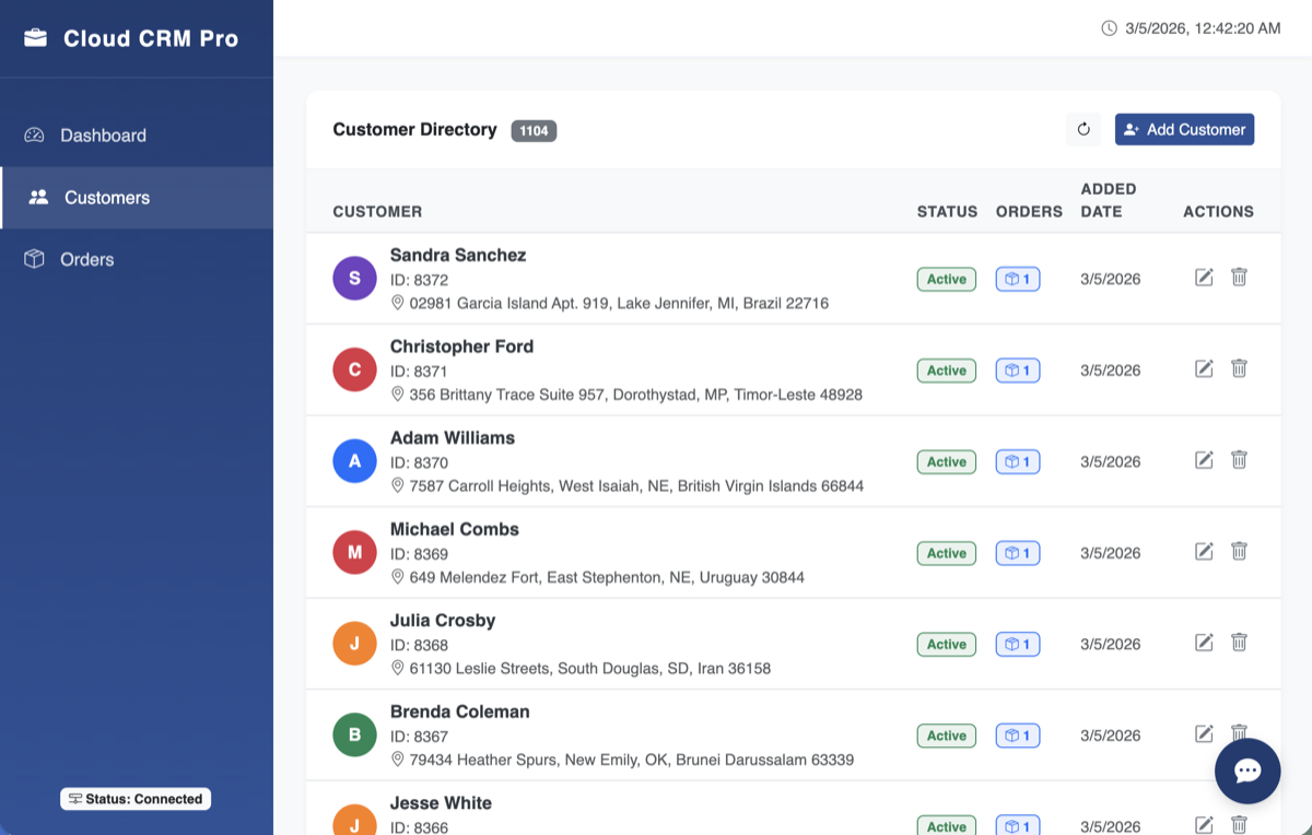CRM Dashboard Screenshot